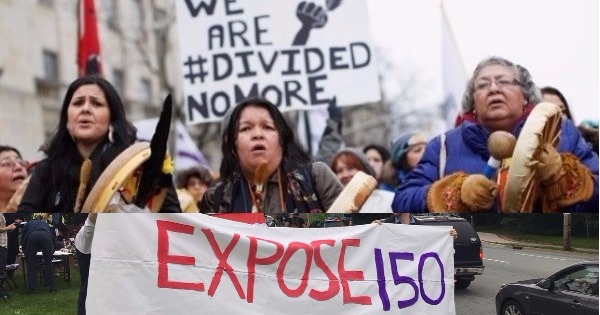 Indigenous protesters march toward Canada's parliament building in Ottawa, Jan. 11, 2013.