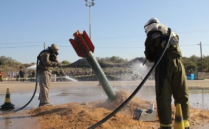 Members of the Israel Defense Forces simulate a nuclear drill.