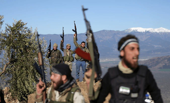 Turkish-backed Free Syrian Army members near the city of Afrin.