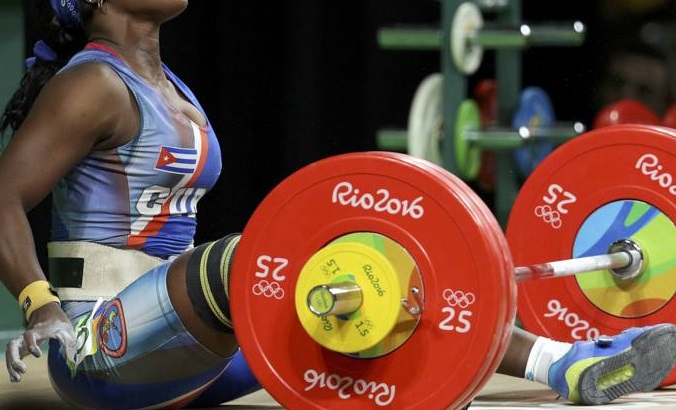 Cuba's Marina Rodríguez, another superstar female weightlifter, at the Rio Olympics.