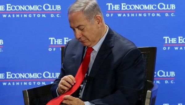 Israeli Prime Minister Benjamin Netanyahu pauses during an interview at the Economic Club of Washington in Washington, U.S., March 7, 2018. 