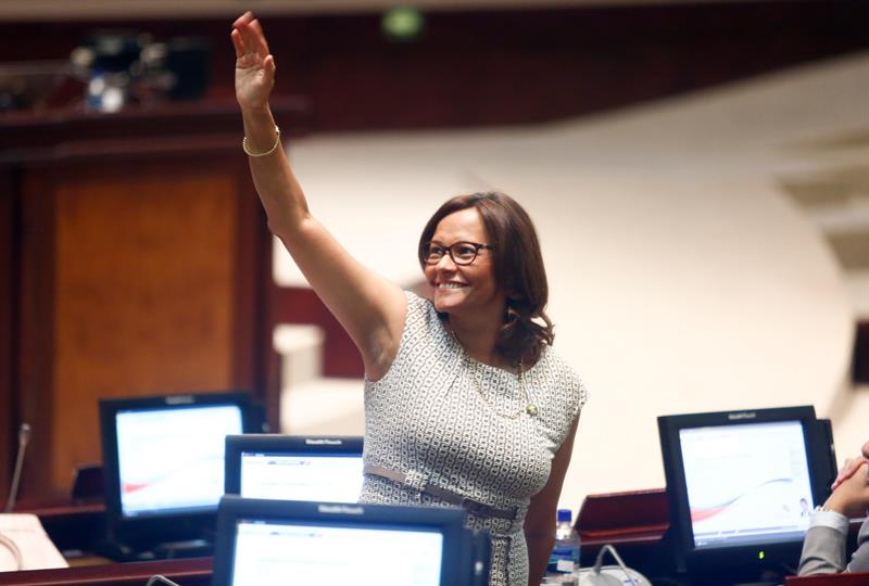 Elizabeth Cabezas was elected as new President of the National Assembly of Ecuador. March 14, 2018.