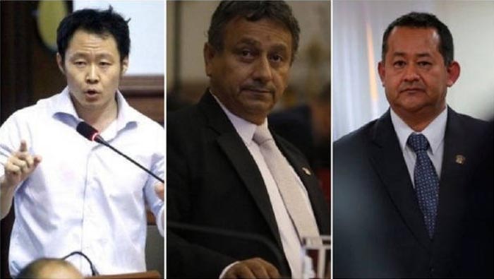 Tanto Fujimori (d) como Bocangel (c) y Ramírez (i) son acusados por los delitos de cohecho activo y tráfico de influencias.