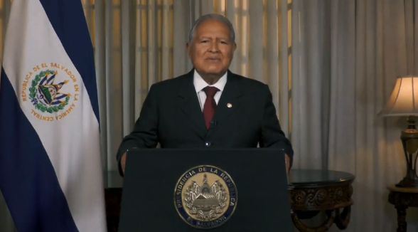 Salvadoren president, Sanchez Ceren During addresses the country on Monday night announcing El Salvador's tightening ties with China. Aug. 20, 2018.