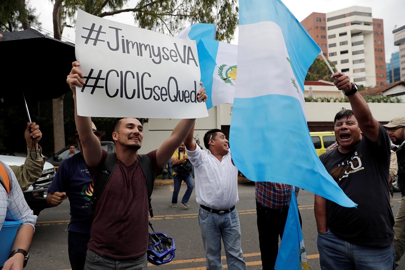  After the announcement hundreds of Guatemalans, gathered to protest, chanting “Morales, to court!” and “No, Ivan (head of the CICIG) will not go.”