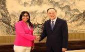 La vicepresidente de Venezuela, Delcy Rodríguez, se reunió con su homólogo chino, Wang Qishan en el país asiático. 