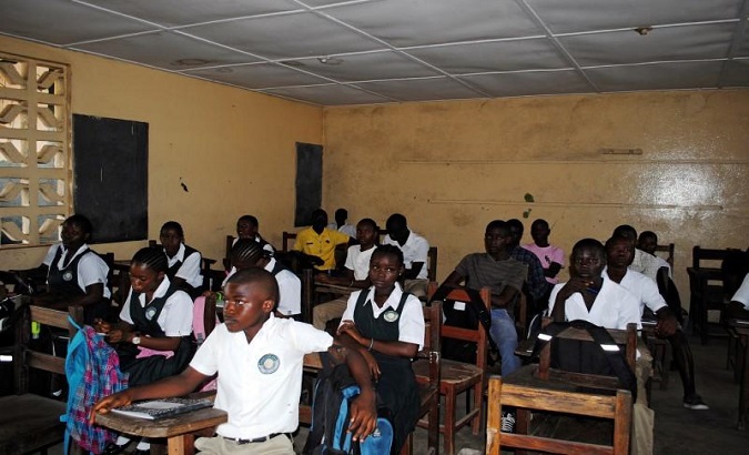 Children sit in class in Monrovia, Feb. 16, 2015.