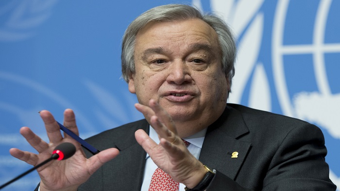 El secretario de las Naciones Unidas, António Guterres exhortó a la comunidad internacional a trabajar por la paz y los derechos humanos.