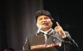 El presidente de Bolivia el 19 de octubre en Buenos Aires, tras recibir el doctorado Honoris Causa de la Universidad Metropolitana para la Educación y el Trabajo (UMET).