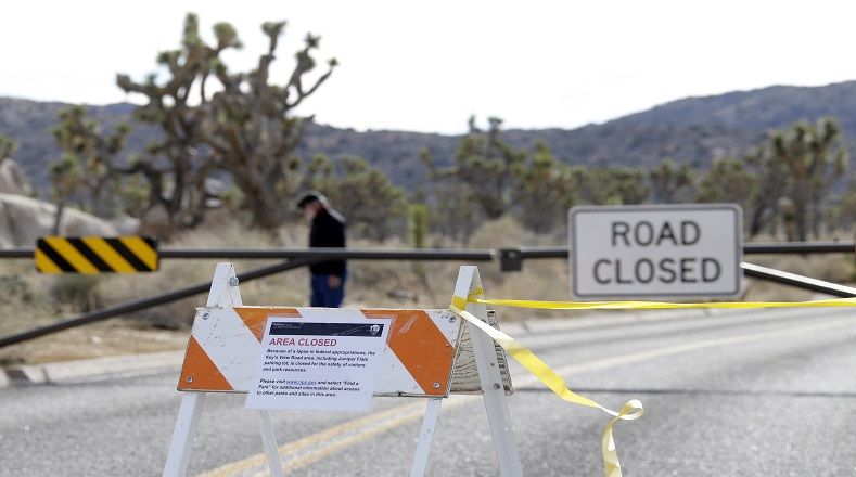 La carretera que accede a Keys View también está cerrada en el Parque Nacional Joshua Tree, California, al igual que todos los centros de visitantes de los Parques Nacionales.