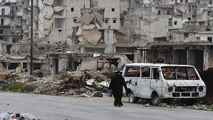 Tras ocho años de guerra, la otrora ciudad más poblada de Siria se encuentra prácticamente en ruinas.