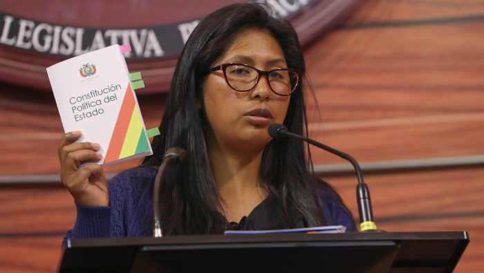 En la imagen de archivo, aparece la senadora del MAS y presidenta del Senado boliviano, Eva Copa.