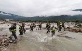 Equipos de rescate chinos continúan en la búsqueda de personas desaparecidas por las inundaciones.