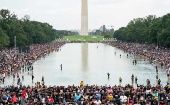 La protesta tiene lugar cuando se cumplen 57 años del discurso “Tengo un sueño”, pronunciado por el reverendo Martin Luther King Jr.