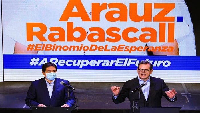 Andrés Arauz y Carlos Rabascall integran la fórmula presidencial de la Unión por la Esperanza para las elecciones de 2021 en Ecuador.