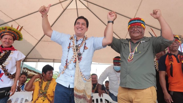 El presidente de la Confederación de Nacionalidades Indígenas del Ecuador (Conaie) manifestó que las nacionalidades de la Amazonía ecuatoriana apoyan a Arauz