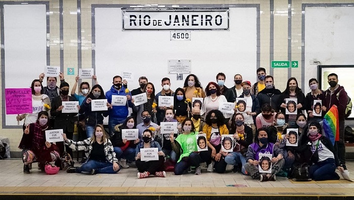Las parlamentarias colocaron una placa en la estación Río de Janeiro de la línea A.