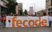 La Federación Colombiana de Trabajadores de la Educación (Fecode) reclama el cumplimiento de los acuerdos concertados con el Gobierno