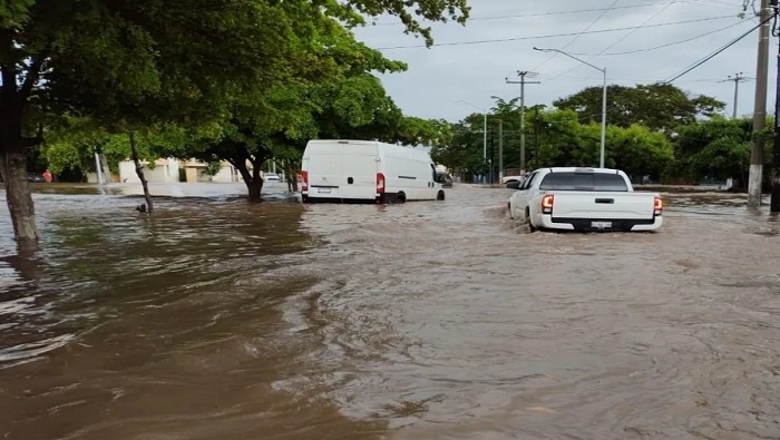 Inundaciones al norte del estado mexicano de Sinaloa causadas por las intensas precipitaciones del huracán Pamela.