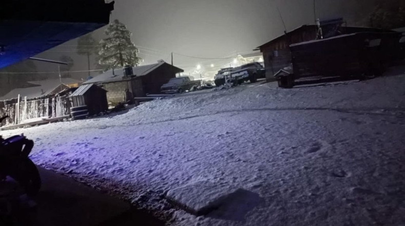Dos comunidades registraron caída de nieve: Ciénega de la Vaca, del municipio de Guanaceví y El Gato del municipio de Tepehuanes, lo que fue considerado como la primera nevada de la temporada.