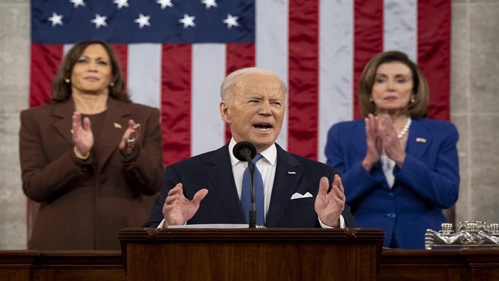 Biden dio su discurso ante las dos Cámaras del Congreso, la del Senado y la de Representantes.
