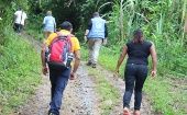 El equipo de la Misión de Verificación de la ONU en Colombia junto con la Agencia para la Reintegración y Normalización trabajaban en el proceso de reincorporación en la vereda Tallambí.