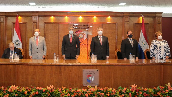 En la ceremonia de convocatoria electoral estuvo presente el presidente paraguayo Mario Abdo Benítez.