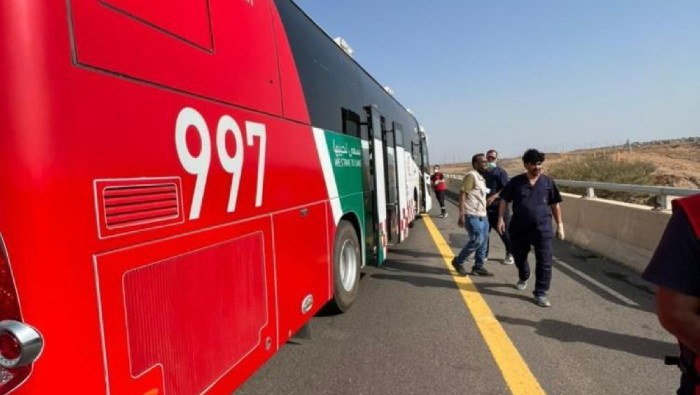 El autobús se volcó en el kilómetro 140 de la carretera que conecta a la ciudad de Medina con La Meca.