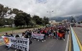 En su marcha por Quito, los estudiantes exigieron mayor atención del Gobierno al sector educativo.
