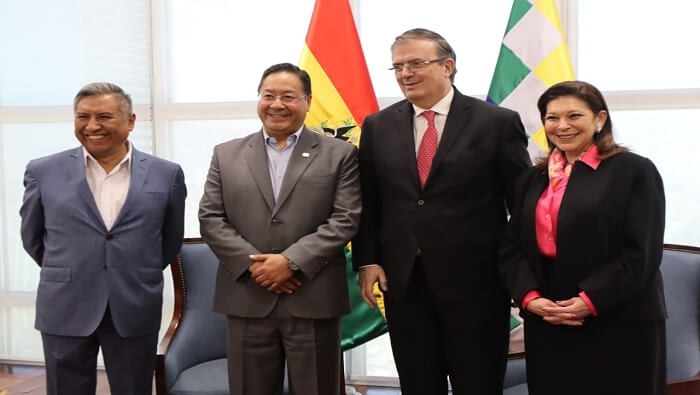 El canciller mexicano y su homólogo boliviano destacaron los avances registrados en el cumplimiento de la Hoja de Ruta para la reactivación de los mecanismos bilaterales.