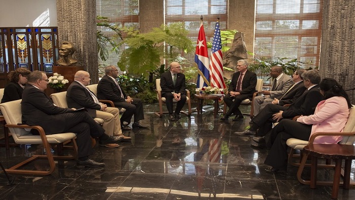 Durante la reunión, Díaz-Canel hizo énfasis en los efectos nocivos sobre la población cubana del bloqueo y las medidas de presión impuestas por la Administración de Donald Trump.
