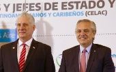 El mandatario cubano agradeció a su homólogo argentino por la acogida en esta cumbre en su segunda visita tras la efectuada en 2019.
