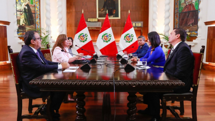 Boluarte también recibió este miércoles a la presidenta de la organización política de derecha Somos Perú, Patricia Li.