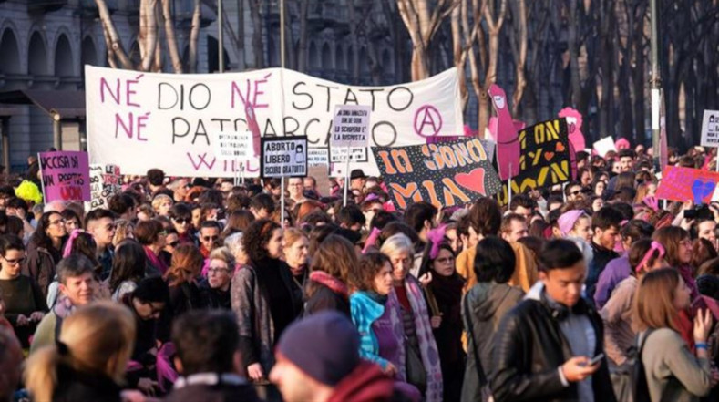Sindicatos italianos del transporte público, la educación y la salud convocaron a una huelga hoy, Día Internacional de la Mujer,