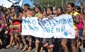 Comunidades indígenas de 11 regiones de Roraima, en el norte de Brasil, se reúnen este lunes en el Centro de Boa Vista, la capital estatal, en apoyo al 19 Campamento Tierra Libre (ATL),