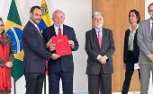 La Cancillería de Venezuela precisó que la ceremonia protocolar se realizó en el Palacio de Planalto, sede del Ejecutivo.