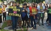 Junto a la denuncia, la comunidad Santa Marta reiteró el llamado de la Relatoría sobre Defensores de Derechos Humanos de la ONU de liberar a los cinco ambientalistas.