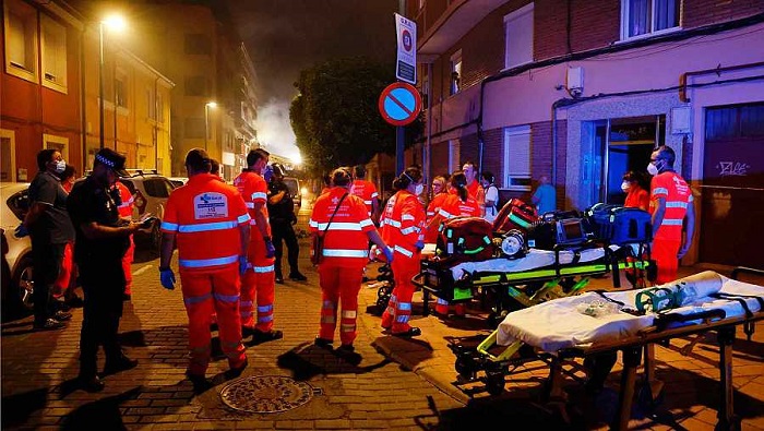 La fuerte explosión de gas ocurrió a última hora de la noche del martes en un bloque de cuatro pisos de la calle Goya de Valladolid.