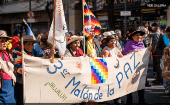 Pueblos indígenas, integrantes del Tercer Malón de la Paz, arribaron a la ciudad de Buenos Aires este martes tras una semana de caravana desde la provincia de Jujuy.