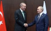  Esta es la primera reunión entre Putin y Erdogan tras la suspensión por Moscú del pacto para la exportación de grano por el mar Negro.