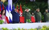 Ortega denunció que "mientras en el mundo claman que se necesitan alimentos para pueblos que están pasando hambre", la OTAN gasta miles de millones en una guerra.