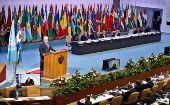 El presidente cubano ofrece su discurso en el primer día de la Cumbre G77 más China.