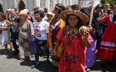 En Venezuela, las comunidades indígenas marcharon en Caracas (capital) desde Parque Carabobo hasta la esquina de San Francisco.