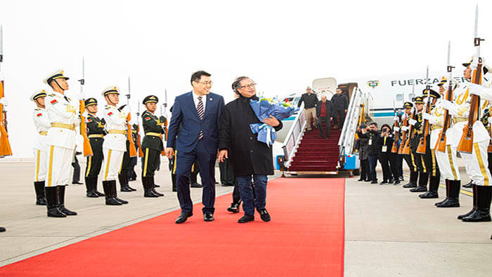 El presidente colombiano, Gustavo Petro inicia visita de Estado a China por invitación de su homólogo Xi Jinping.