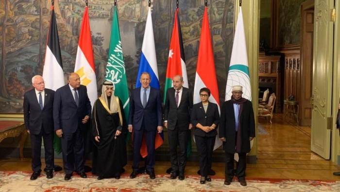 Participaron en la reunión los cancilleres de Arabia Saudita, Jordania, Egipto, Indonesia y Palestina.