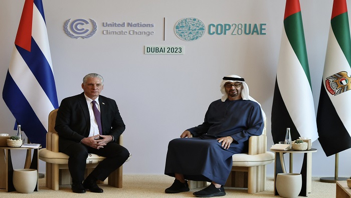 Miguel Díaz-Canel y su Alteza el Jeque Mohamed Bin Zayed destacaron el buen estado de las relaciones bilaterales.