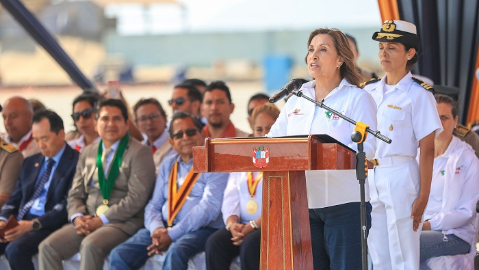 La presidenta peruana realizó sus declaraciones en el marco de un acto naval en Chimbote.