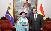 La presencia de la canciller boliviana busca fortalecer las relaciones bilaterales con Venezuela.